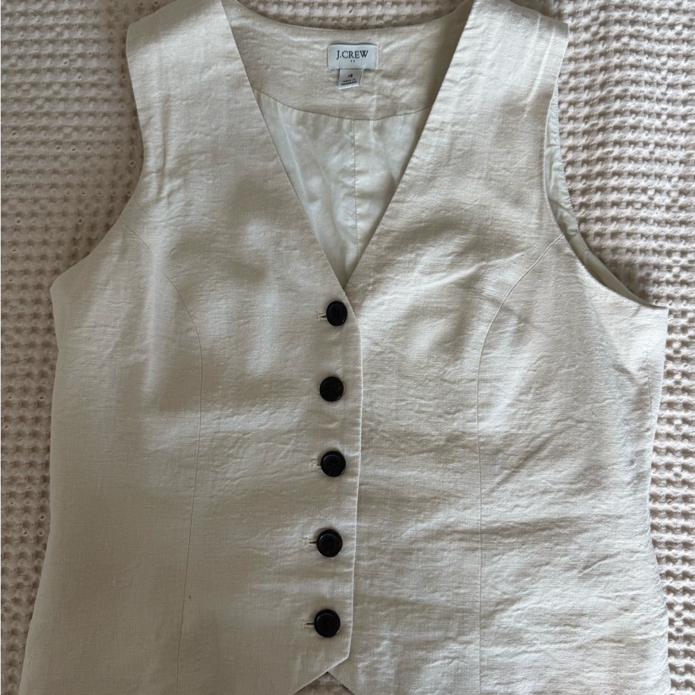 J. Crew Beige Sleeveless Button-Down Shirt